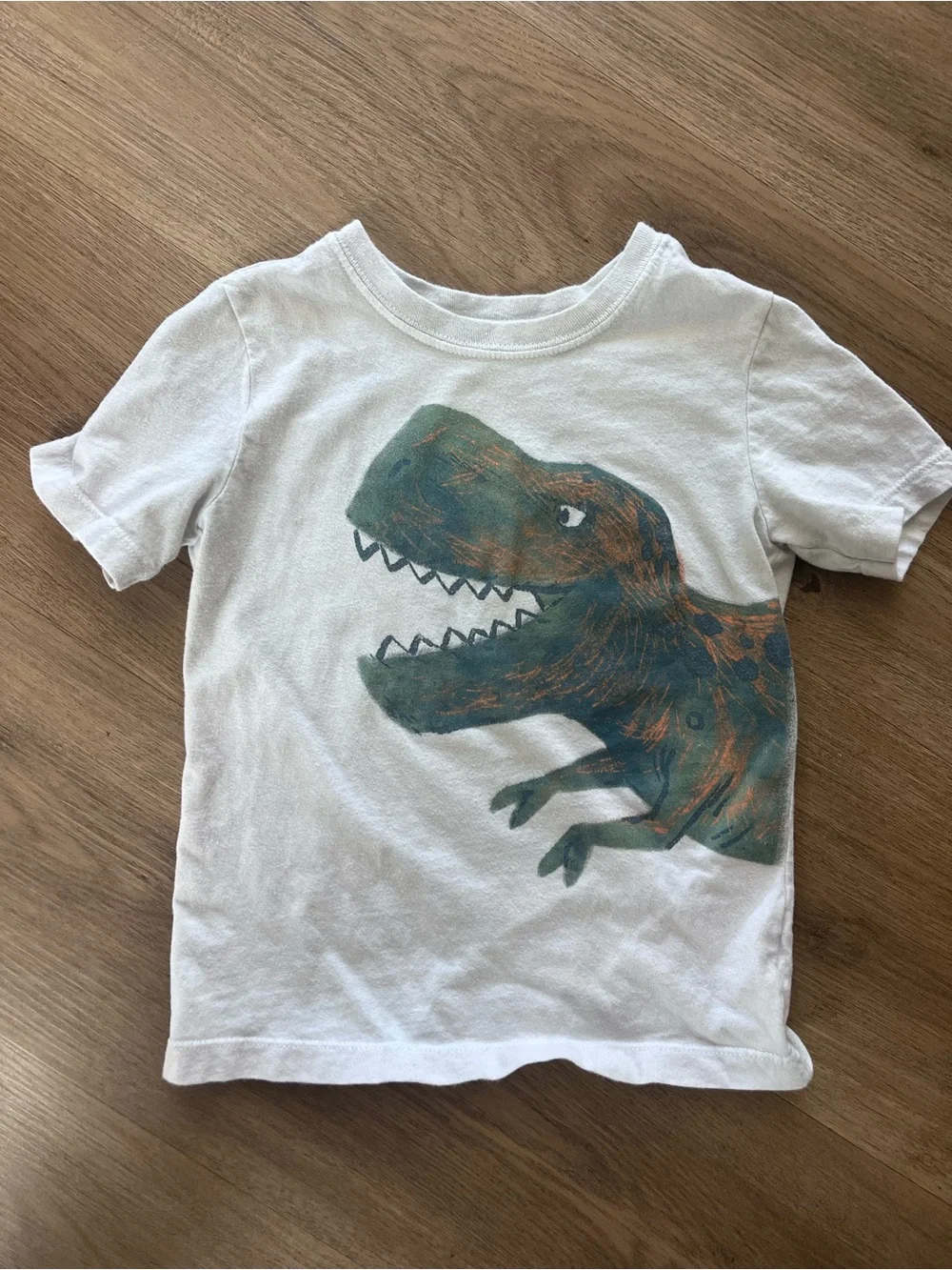 Carter's White Tee with Green & Brown Dinosaur Print